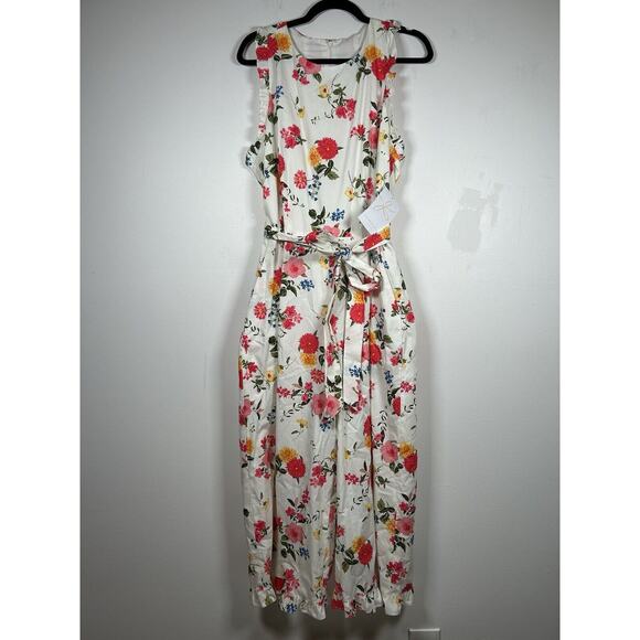 NWT Gal Meets Glam Beverly White Floral Cropped Jumpsuit Women's Size 14 - Picture 3 of 11